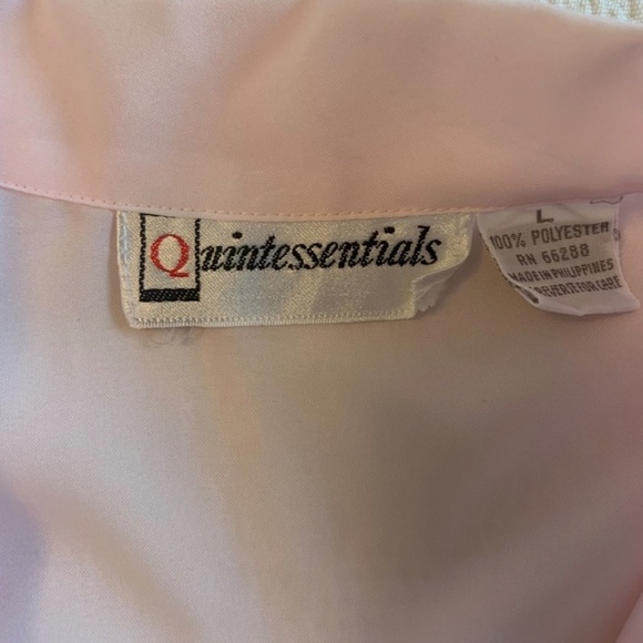 Vintage Quintessentials Ladies Button-Up Pale Pink Lace Floral Cutout Blouse 80s - Picture 4 of 9